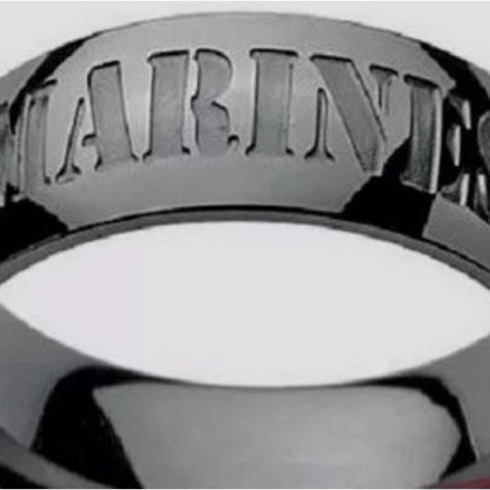 US Marines Ring Gunmetal Stainless Steel Black 8 mm - Picture 2 of 2